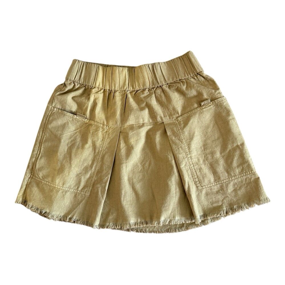 Free People Mariposa Mini Skirt Cocoa Pleated Utility Cotton Raw Hem XS NWT - Picture 9 of 9